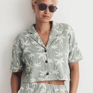 Madewell Jacquard Button-Front Crop Resort, Size M